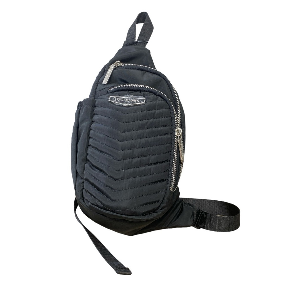 STEVE MADDEN Bauroraa Black Backpack Quilted Sling Bag w/ Pouch NWT